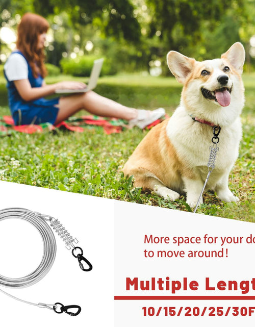 Load image into Gallery viewer, HaiYUAN Dog Tie Out Cable Steel Wire with Clips Blue 10-30 FT Heavy Duty
