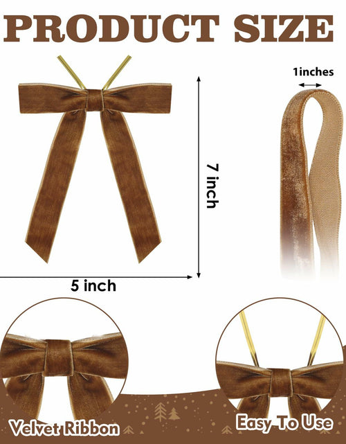Load image into Gallery viewer, BeapTcely 30 Pcs Velvet Christmas Wreath Bows 5x7in Camel 1" Width
