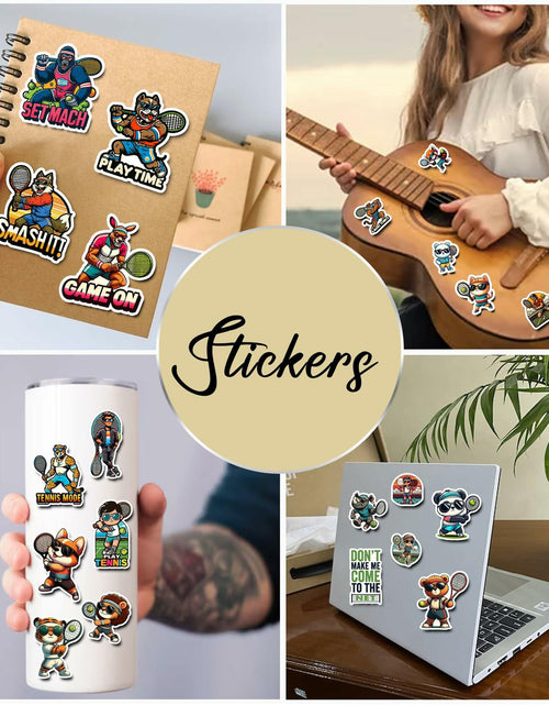 Load image into Gallery viewer, BIGZORO Tennis Stickers Waterproof Vinyl Decals 50 PCS Cartoon Sport
