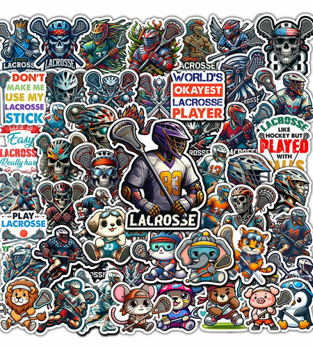 BIGZORO Lacrosse Stickers Waterproof Vinyl Decals 50 PCS Cartoon