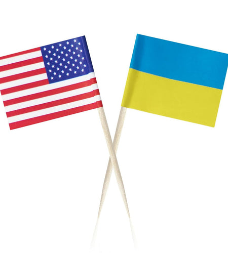 Foocal Cake Topper Flags Ukraine US Paper 1.3x1in 200pcs with Toothpicks