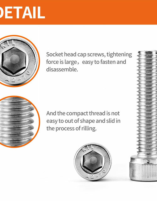 Load image into Gallery viewer, NIULUNBAO M10-1.5x80mm Hex Socket Head Cap Screw 304 Stainless Steel 6PCS Silver
