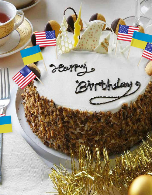 Load image into Gallery viewer, Foocal Cake Topper Flags Ukraine US Paper 1.3x1in 200pcs with Toothpicks

