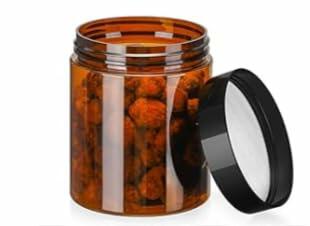 Load image into Gallery viewer, Caribbean Coastal Delights 8 OZ Amber Plastic Cosmetic Jars with Lids 3 Pack
