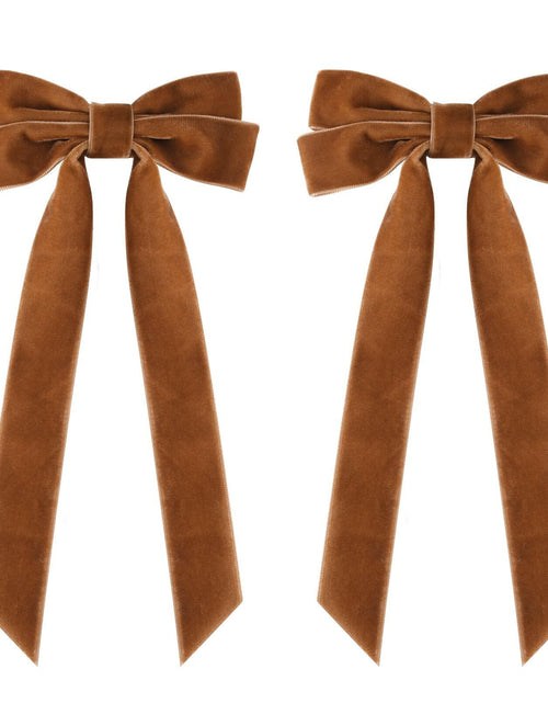 Load image into Gallery viewer, Aileam 2PCS Brown Velvet Hair Bows Large Fall Alligator Clips

