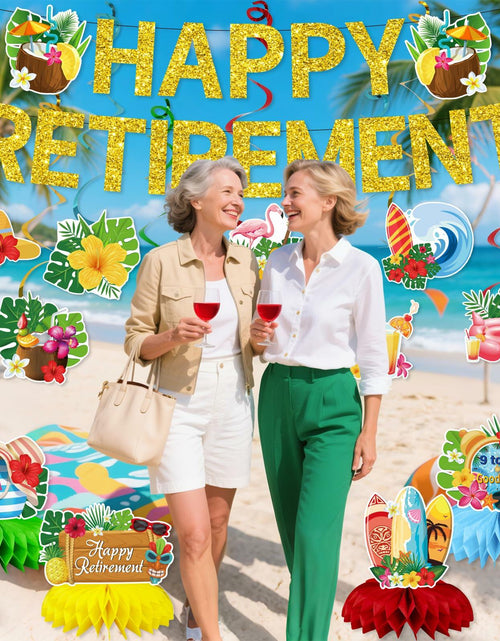 Load image into Gallery viewer, delaimastor Beach Retirement Party Decorations Banner Honeycomb Swirl 13pcs
