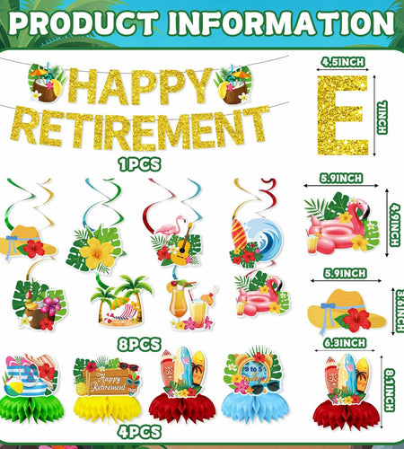 delaimastor Beach Retirement Party Decorations Banner Honeycomb Swirl 13pcs