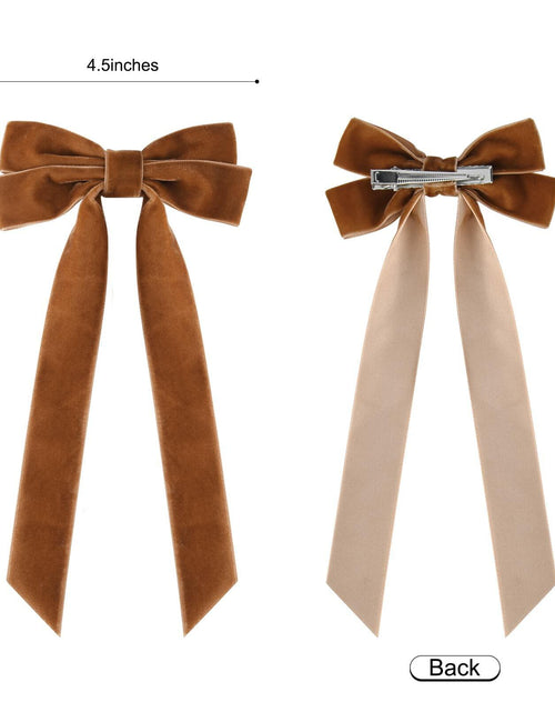 Load image into Gallery viewer, Aileam 2PCS Brown Velvet Hair Bows Large Fall Alligator Clips
