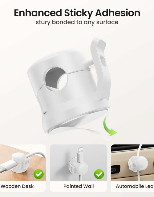 Load image into Gallery viewer, LOTUNY Cable Clips Adjustable Cord Holder White 8 Pack Adhesive

