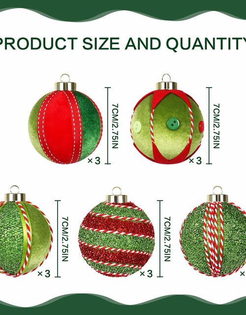 Load image into Gallery viewer, SY Super Bang Christmas Ball Ornaments 15PCS Red Green 80MM
