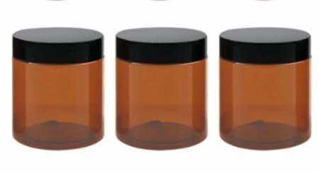 Load image into Gallery viewer, Caribbean Coastal Delights 8 OZ Amber Plastic Cosmetic Jars with Lids 3 Pack

