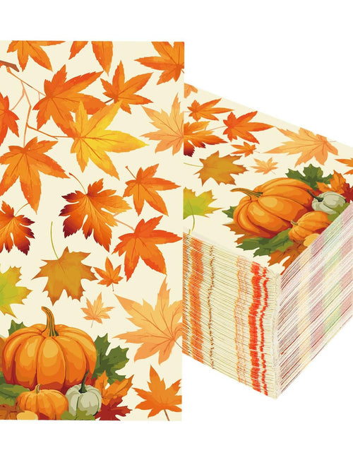 Load image into Gallery viewer, Btmooz Fall Thanksgiving Disposable Paper Napkins 100 Pcs Pumpkin Maple Leaf
