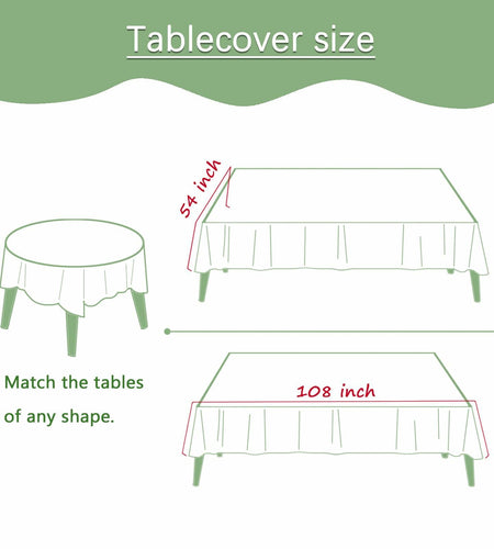 YOLCAR Disposable Tablecloths 108x54in PEVA White 2 Pack Classic Style