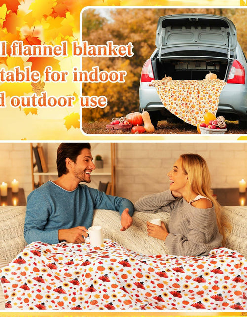 Load image into Gallery viewer, Fanfanwin 2 Pc Pumpkin Flannel Sherpa Throw Blanket 51x59 Multicolor Fall
