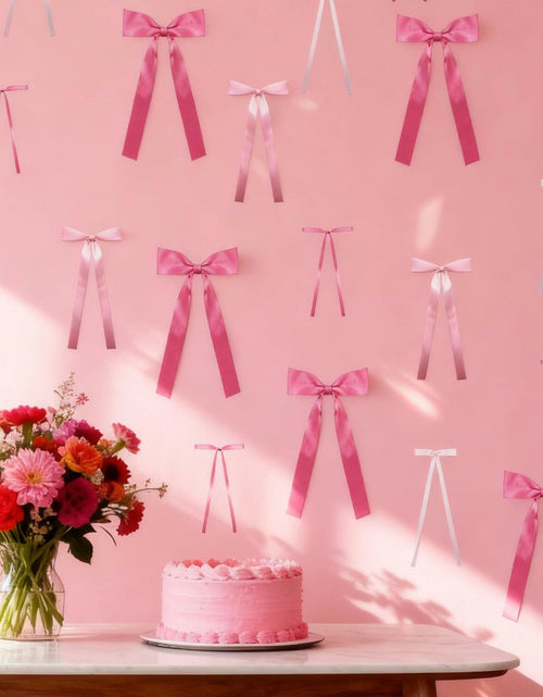 Load image into Gallery viewer, YCZYCZ Pink Satin Bow Wall Decor Garland 24PCS DIY Party Decorations
