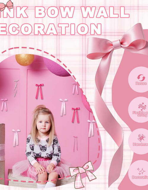 Load image into Gallery viewer, YCZYCZ Pink Satin Bow Wall Decor Garland 24PCS DIY Party Decorations
