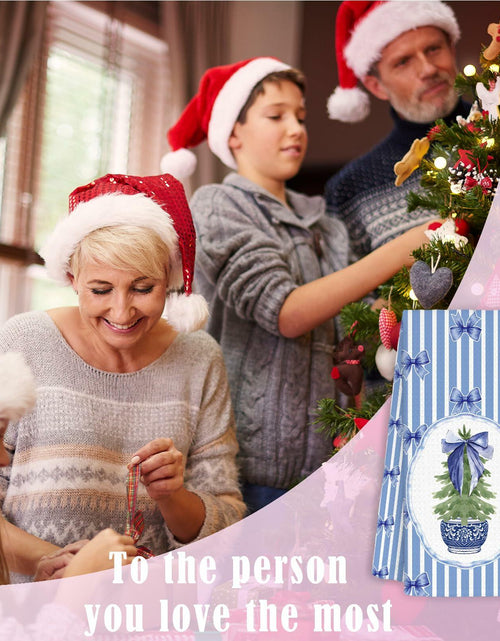 Load image into Gallery viewer, BNHJKFQZ Christmas Kitchen Towels Blue Stripes &amp; Wreath 16x24 Set of 2
