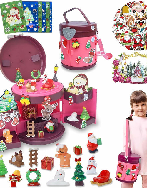 Load image into Gallery viewer, DZLHQON 2025 Kids DIY Christmas Organizer Bucket Pink Stickers Mini Toys
