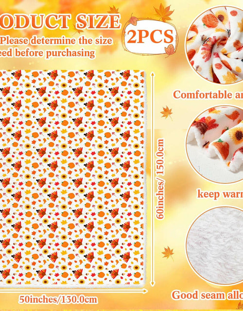 Load image into Gallery viewer, Fanfanwin 2 Pc Pumpkin Flannel Sherpa Throw Blanket 51x59 Multicolor Fall
