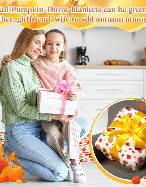 Load image into Gallery viewer, Fanfanwin 2 Pc Pumpkin Flannel Sherpa Throw Blanket 51x59 Multicolor Fall
