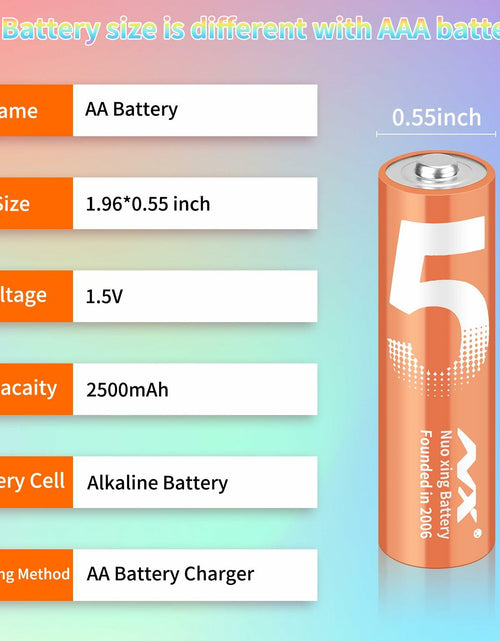 Load image into Gallery viewer, Aolcev AA 2500mAh 1.5V Alkaline Batteries 10 Pack Multicolor
