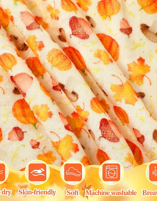 Load image into Gallery viewer, Fanfanwin 2 Pc Pumpkin Flannel Sherpa Throw Blanket 51x59 Multicolor Fall
