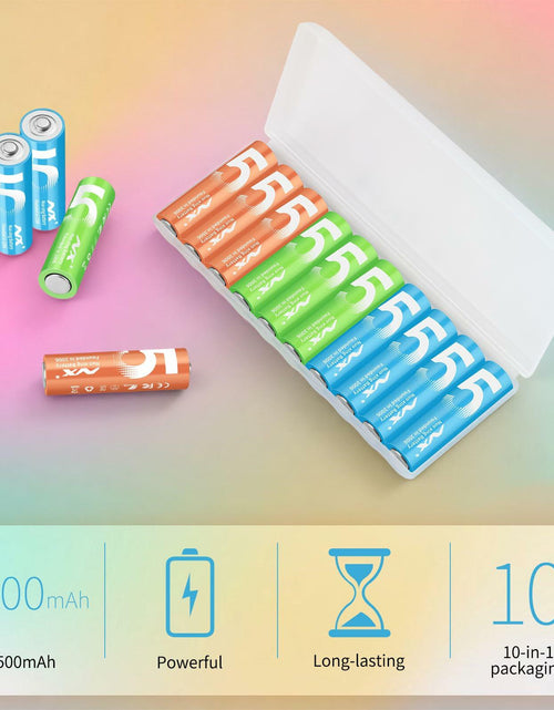 Load image into Gallery viewer, Aolcev AA 2500mAh 1.5V Alkaline Batteries 10 Pack Multicolor
