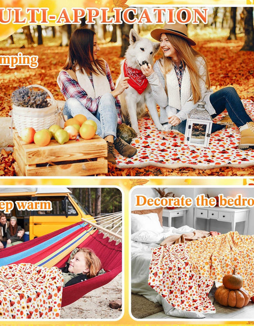 Load image into Gallery viewer, Fanfanwin 2 Pc Pumpkin Flannel Sherpa Throw Blanket 51x59 Multicolor Fall
