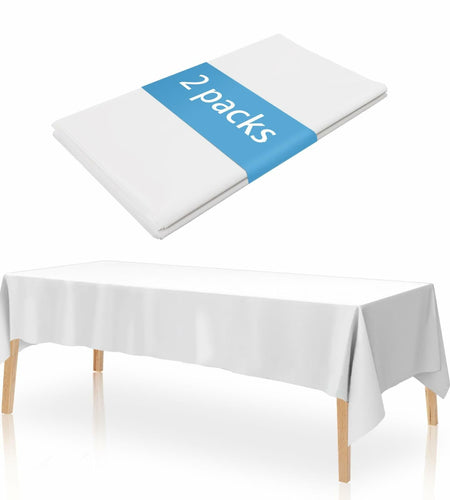 YOLCAR Disposable Tablecloths 108x54in PEVA White 2 Pack Classic Style