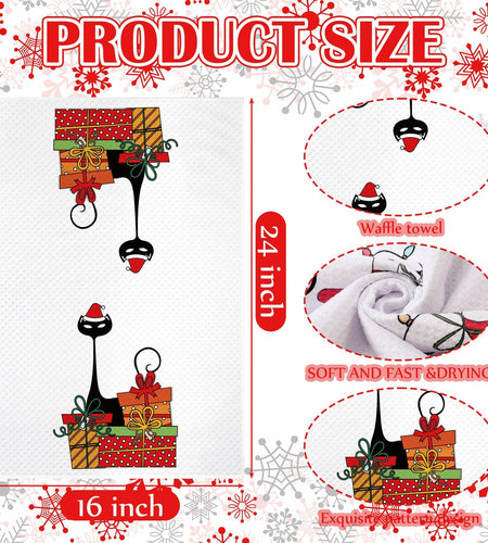Tudomro Christmas Black Cat Kitchen Towels 16x24 4 Pcs Soft Absorbent
