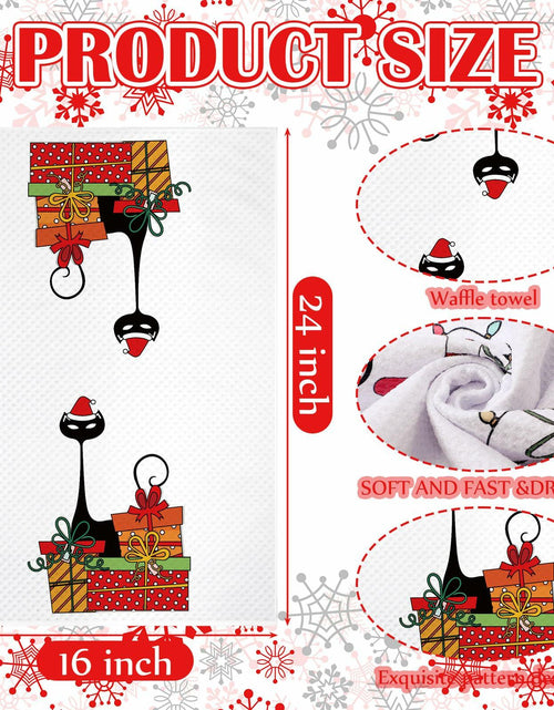 Load image into Gallery viewer, Tudomro Christmas Black Cat Kitchen Towels 16x24 4 Pcs Soft Absorbent
