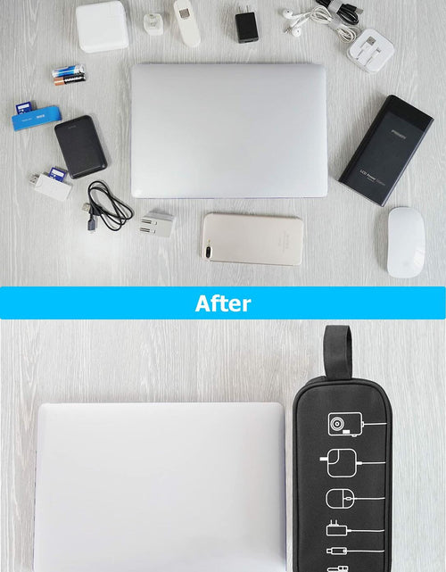 Load image into Gallery viewer, HESTECH Electronic Organizer Travel Cable Case Double Layer Medium Black 9x4x3.5
