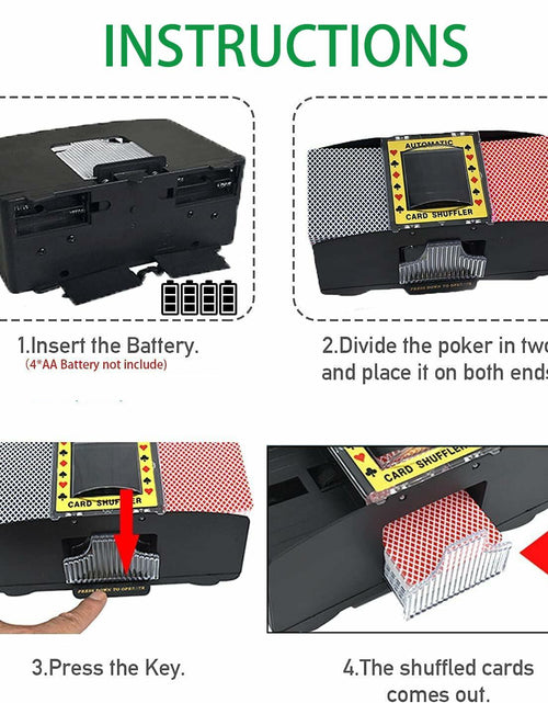 Load image into Gallery viewer, Automatic 2-Deck Card Shuffler Electric Mixer for Home Game Nights
