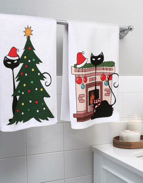 Load image into Gallery viewer, Tudomro Christmas Black Cat Kitchen Towels 16x24 4 Pcs Soft Absorbent
