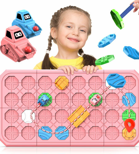 fygurso Logic Road Builder STEM Toy Puzzle Pink 32PCS Brain Teaser Game