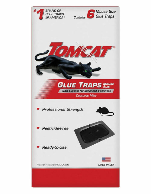 Load image into Gallery viewer, Tomcat Glue Traps Mouse Size with Eugenol for Enhanced Stickiness, 6 Count Black

