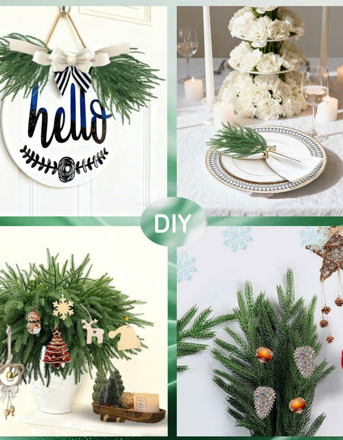 Load image into Gallery viewer, Dushle Norfolk Pine Branches 18in Artificial Greenery Stems 6 Count Green
