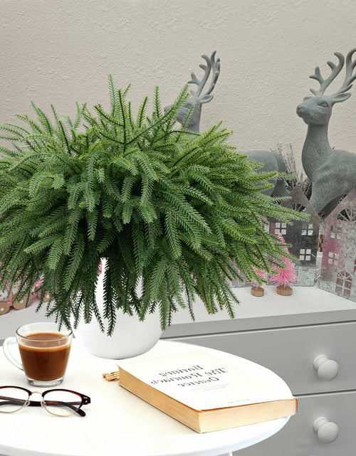 Load image into Gallery viewer, Dushle Norfolk Pine Branches 18in Artificial Greenery Stems 6 Count Green
