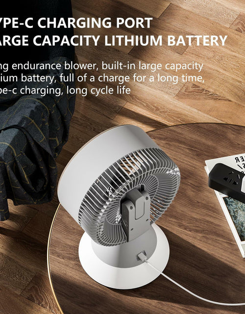 Load image into Gallery viewer, CIBAIL 10" Small Desk Fan USB-C Rechargeable 3 Speed 360° Tilt White
