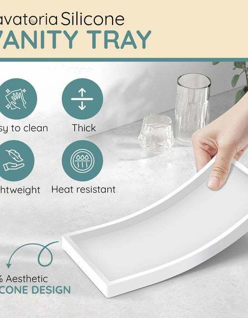 Load image into Gallery viewer, Lavatoria Silicone Countertop Tray 2 Piece Small Bathroom Vanity Organizer White

