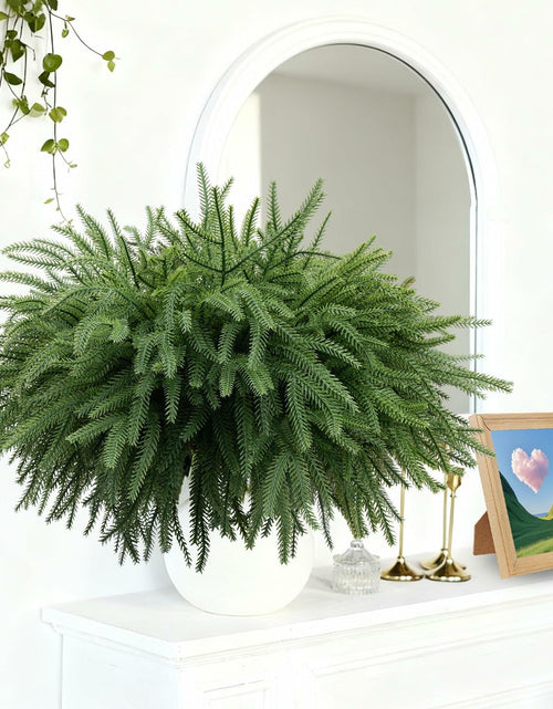 Load image into Gallery viewer, Dushle Norfolk Pine Branches 18in Artificial Greenery Stems 6 Count Green

