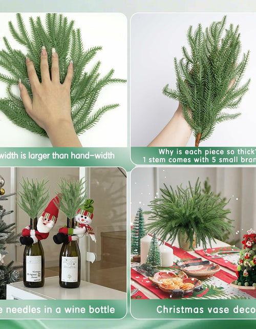 Load image into Gallery viewer, Dushle Norfolk Pine Branches 18in Artificial Greenery Stems 6 Count Green
