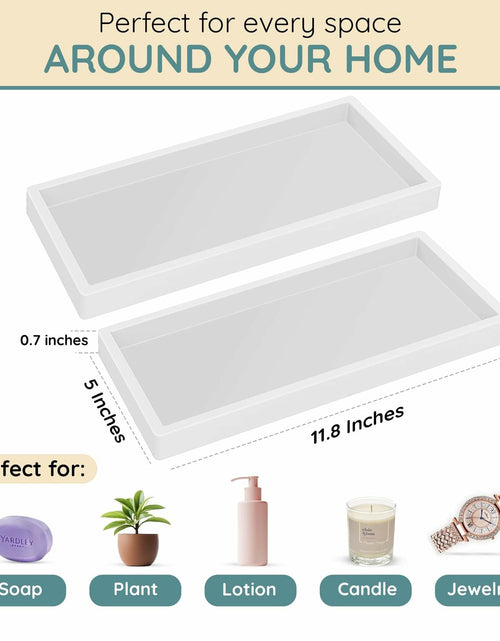 Load image into Gallery viewer, Lavatoria Silicone Countertop Tray 2 Piece Small Bathroom Vanity Organizer White
