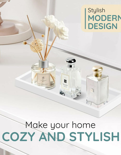 Load image into Gallery viewer, Lavatoria Silicone Countertop Tray 2 Piece Small Bathroom Vanity Organizer White

