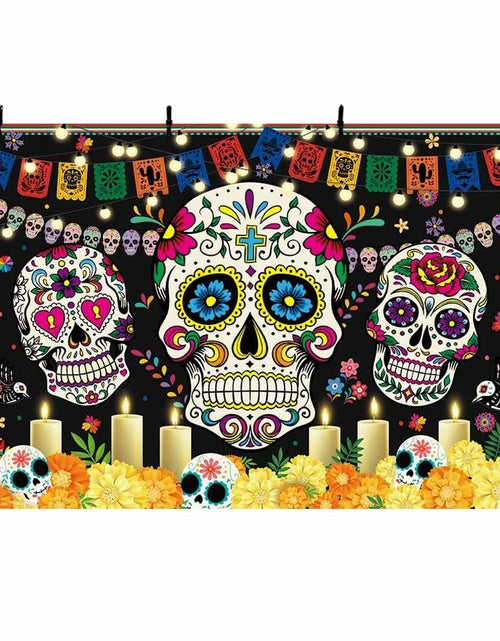 Load image into Gallery viewer, AIBIIN Day of The Dead Backdrop 7x5ft Red Black Mexican Sugar Skull
