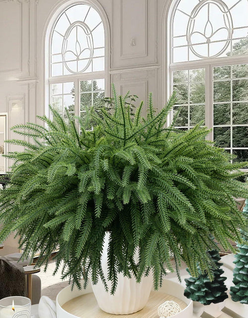 Load image into Gallery viewer, Dushle Norfolk Pine Branches 18in Artificial Greenery Stems 6 Count Green

