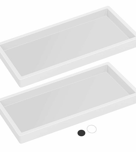 Lavatoria Silicone Countertop Tray 2 Piece Small Bathroom Vanity Organizer White