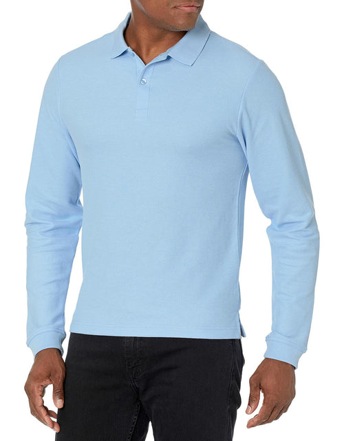 Load image into Gallery viewer, IZOD Mens Long Sleeve Pique Polo Shirt Light Blue Size 38-39 US
