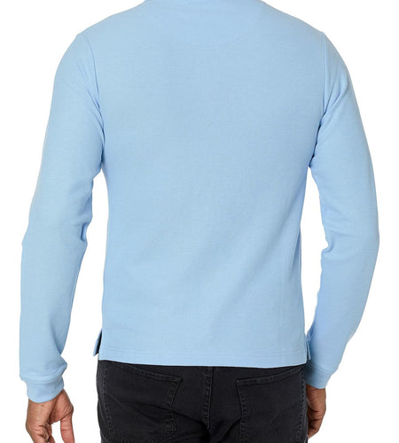 IZOD Mens Long Sleeve Pique Polo Shirt Light Blue Size 38-39 US