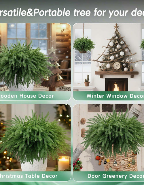 Load image into Gallery viewer, Dushle Norfolk Pine Branches 18in Artificial Greenery Stems 6 Count Green

